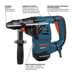 Bosch 8 Amp 1-1/8 in. Corded Variable Speed SDS-Plus Concrete/Masonry Rotary Hammer Drill with Depth Gauge and Carrying Case -Power Tools Sales Store bosch rotary hammers rh328vc a0 1000