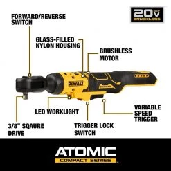 DEWALT ATOMIC 20-Volt MAX Cordless 3/8 in. Ratchet (Tool-Only) -Power Tools Sales Store dewalt cordless ratchets dcf513b 40 1000