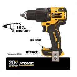DEWALT ATOMIC 20-Volt MAX Cordless Brushless Compact 1/2 in. Hammer Drill, (2) 20-Volt 1.3Ah Batteries, Charger & Bag -Power Tools Sales Store dewalt hammer drills dcd709c2 40 1000