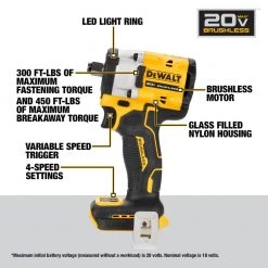 DEWALT ATOMIC 20V MAX Cordless Brushless 1/2 in. Impact Wrench with 20V MAX XR Premium Lithium-Ion 6.0Ah and 4.0Ah Batteries -Power Tools Sales Store dewalt impact wrenches dcb246ckwcf921b c3 1000