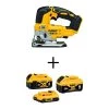 DEWALT 20V MAX XR Cordless Brushless Jigsaw with 20V MAX XR 6.0Ah Battery, 20V MAX XR 4.0Ah Battery and 20V MAX 2.0Ah Battery