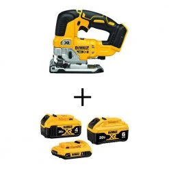 DEWALT 20V MAX XR Cordless Brushless Jigsaw with 20V MAX XR 6.0Ah Battery, 20V MAX XR 4.0Ah Battery and 20V MAX 2.0Ah Battery