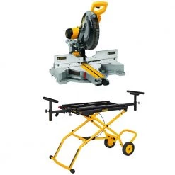 DEWALT 15 Amp Corded 12 in. Double Bevel Sliding Compound Miter Saw and 32-1/2 in. x 60 in. Rolling Miter Saw Stand