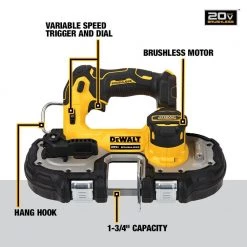 DEWALT ATOMIC 20V MAX Cordless Brushless Compact 1-3/4in. Bandsaw with 20V MAX XR Premium Lithium-Ion 6.0Ah and 4.0Ah Batteries -Power Tools Sales Store dewalt portable band saws dcb246ckwcs377b c3 1000