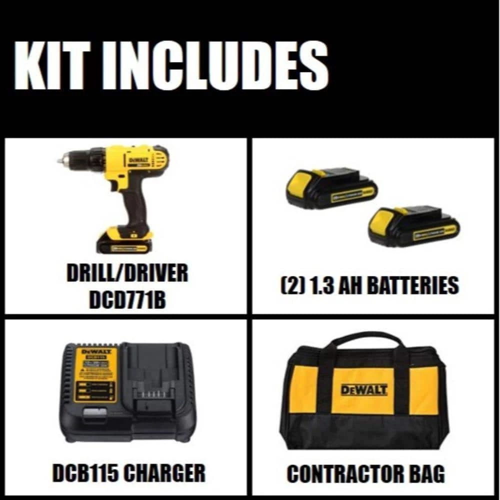 DEWALT 20-Volt MAX Cordless 1/2 in. Drill/Driver, (2) 20-Volt 1.3Ah Batteries, Charger & Bag 4 DEWALT 20-Volt MAX Cordless 1/2 in. Drill/Driver, (2) 20-Volt 1.3Ah Batteries, Charger & Bag - Image 2