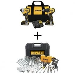 DEWALT ATOMIC 20-Volt MAX Li-Ion Brushless Cordless Compact Drill/Impact Combo Kit (2-Tool) with Mech Tool Set (142-Piece)
