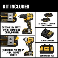 DEWALT ATOMIC 20-Volt MAX Cordless Brushless Compact Drill/Impact Combo Kit (2-Tool) with 20-Volt Cordless Jig Saw (Tool-Only) 18 DEWALT ATOMIC 20-Volt MAX Cordless Brushless Compact Drill/Impact Combo Kit (2-Tool) with 20-Volt Cordless Jig Saw (Tool-Only) -Power Tools Sales Store dewalt power tool combo kits dck278c2wdcs331 e1 1000