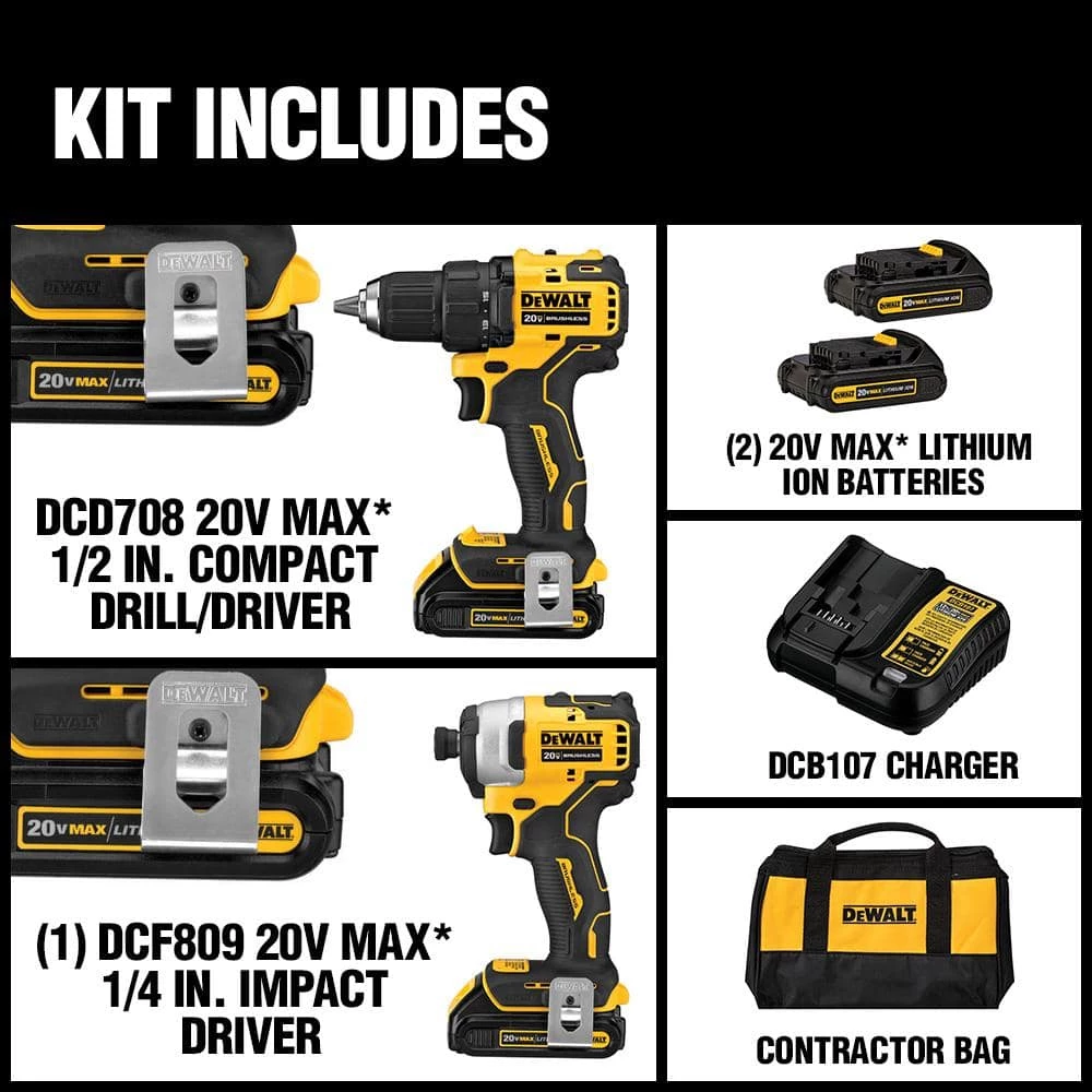 DEWALT ATOMIC 20-Volt MAX Cordless Brushless Compact Drill/Impact Combo Kit (2-Tool) with 20-Volt Cordless Jig Saw (Tool-Only) 4 DEWALT ATOMIC 20-Volt MAX Cordless Brushless Compact Drill/Impact Combo Kit (2-Tool) with 20-Volt Cordless Jig Saw (Tool-Only) - Image 2