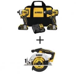 DEWALT ATOMIC 20-Volt MAX Cordless Brushless Compact Drill/Impact Combo Kit (2-Tool)w/20-Volt 6-1/2 in. Circ Saw (Tool-Only)