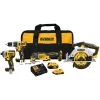 DEWALT 20-Volt Maximum Lithium-Ion Cordless Combo Kit (4-Tool) with 4 Ah Battery, 2 Ah Battery, Charger and Bag