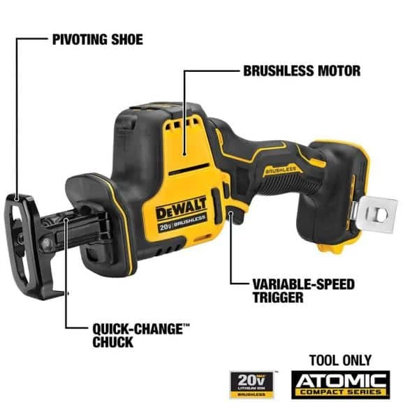 DEWALT ATOMIC 20-Volt MAX Cordless Brushless Combo Kit (4-Tool), (2) 2.0 Ah Batteries, Charger & Bag 5 DEWALT ATOMIC 20-Volt MAX Cordless Brushless Combo Kit (4-Tool), (2) 2.0 Ah Batteries, Charger & Bag - Image 3