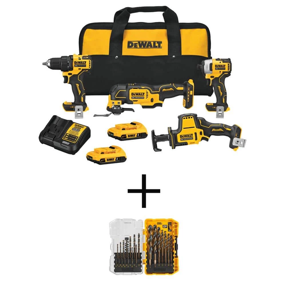 DEWALT ATOMIC 20-Volt MAX Cordless Brushless Combo Kit (4-Tool) with Black and Gold Drill Bit Set (21-Piece) 3 DEWALT ATOMIC 20-Volt MAX Cordless Brushless Combo Kit (4-Tool) with Black and Gold Drill Bit Set (21-Piece)
