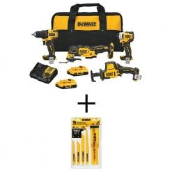 DEWALT ATOMIC 20-Volt MAX Cordless Brushless Combo Kit (4-Tool) with Bi-Metal Reciprocating Saw Blade Set with Case (16-Piece)