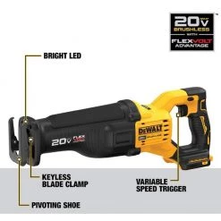DEWALT 20-Volt MAX Lithium Ion Cordless Brushless Reciprocating Saw with FLEXVOLT ADVANTAGE (Tool Only) -Power Tools Sales Store dewalt reciprocating saws dcs386b 40 1000