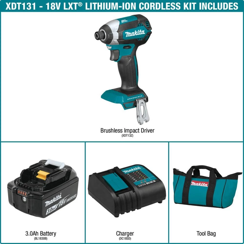 Makita 18V LXT Lithium-Ion Brushless Cordless Impact Driver Kit with (1) Battery 3.0Ah 4 Makita 18V LXT Lithium-Ion Brushless Cordless Impact Driver Kit with (1) Battery 3.0Ah - Image 2