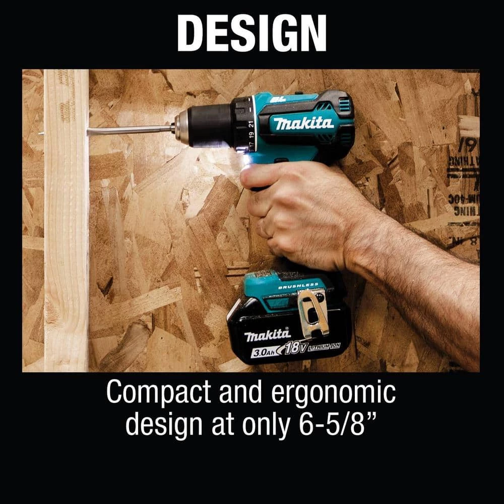 Makita 18V LXT Lithium-Ion Brushless Cordless 1/2 in. Driver-Drill Kit, 3.0Ah 11 Makita 18V LXT Lithium-Ion Brushless Cordless 1/2 in. Driver-Drill Kit, 3.0Ah - Image 9