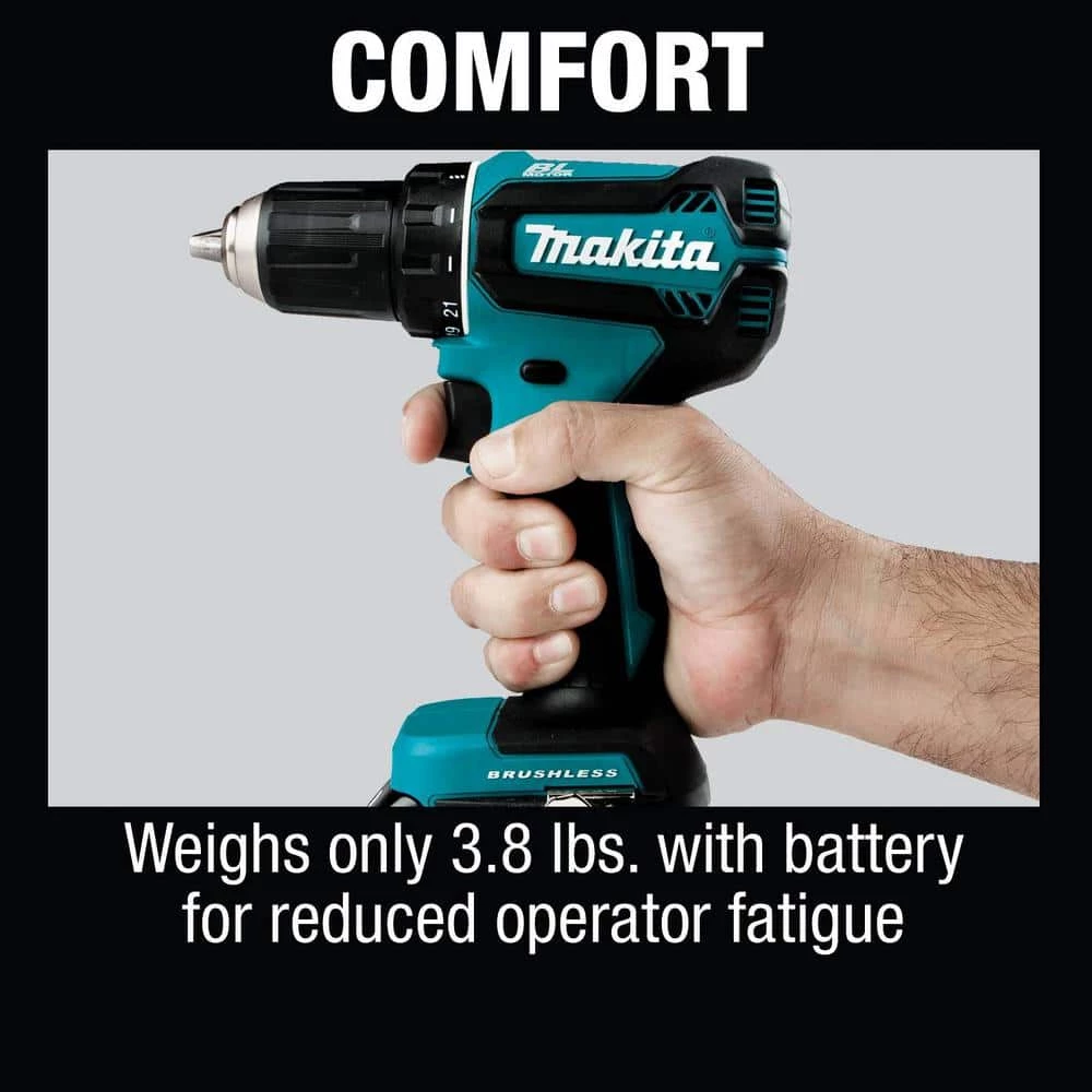 Makita 18V LXT Lithium-Ion Brushless Cordless 1/2 in. Driver-Drill Kit, 3.0Ah 10 Makita 18V LXT Lithium-Ion Brushless Cordless 1/2 in. Driver-Drill Kit, 3.0Ah - Image 8
