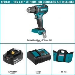 Makita 18V LXT Lithium-Ion Brushless Cordless 1/2 in. Driver-Drill Kit, 3.0Ah 18 Makita 18V LXT Lithium-Ion Brushless Cordless 1/2 in. Driver-Drill Kit, 3.0Ah -Power Tools Sales Store makita power drills xfd131 e1 1000