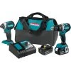 Makita 18V LXT Lithium-Ion Brushless Cordless Hammer Drill and Impact Driver Combo Kit (2-Tool) w/ (2) 4Ah Batteries, Bag