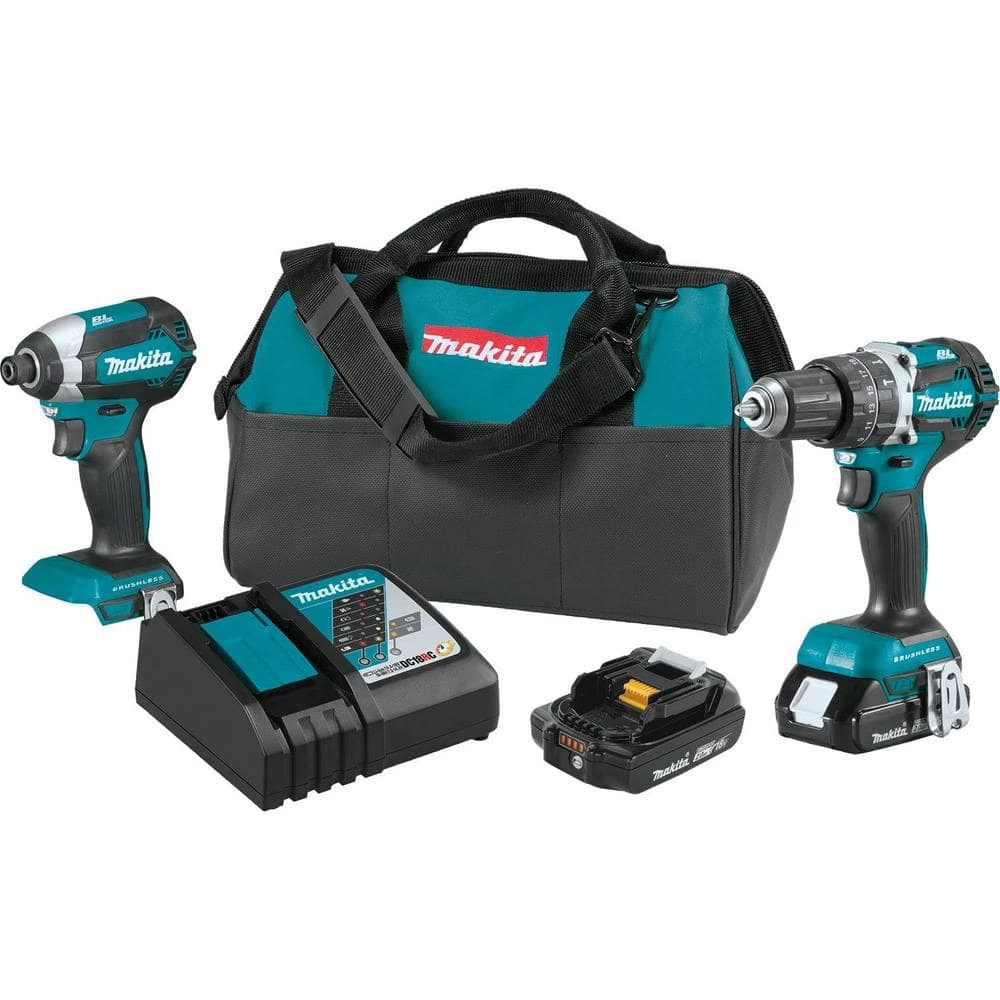 Makita 18V LXT Lithium-Ion Brushless Cordless Hammer Drill and Impact Driver Combo Kit (2-Tool) w/ (2) 2Ah Batteries, Bag 3 Makita 18V LXT Lithium-Ion Brushless Cordless Hammer Drill and Impact Driver Combo Kit (2-Tool) w/ (2) 2Ah Batteries, Bag
