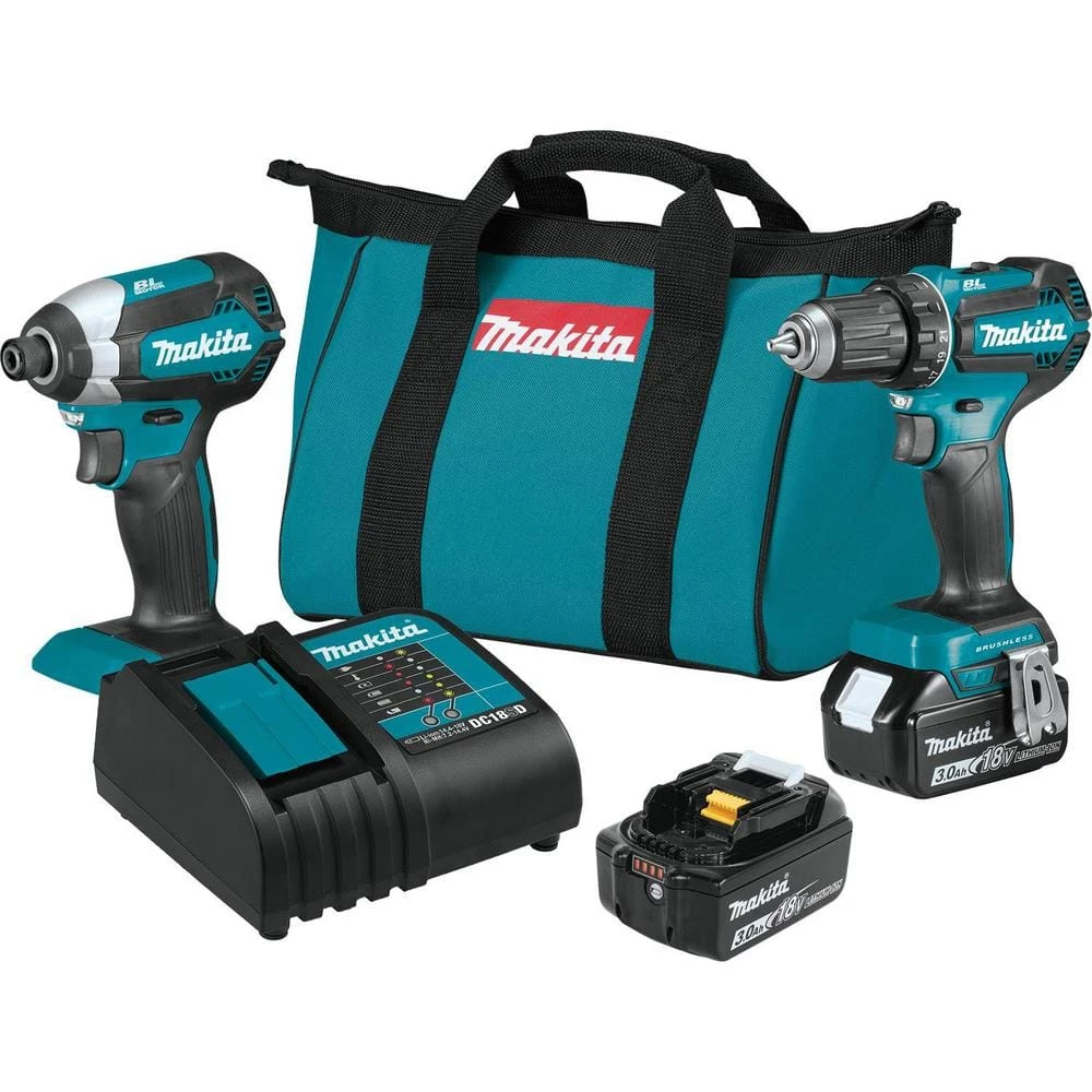 Makita 18V LXT Lithium-ion Brushless Cordless 2-Piece Combo Kit 3.0Ah Driver-Drill/ Impact Driver 3 Makita 18V LXT Lithium-ion Brushless Cordless 2-Piece Combo Kit 3.0Ah Driver-Drill/ Impact Driver