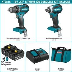 Makita 18V LXT Lithium-ion Brushless Cordless 2-Piece Combo Kit 3.0Ah Driver-Drill/ Impact Driver 18 Makita 18V LXT Lithium-ion Brushless Cordless 2-Piece Combo Kit 3.0Ah Driver-Drill/ Impact Driver -Power Tools Sales Store makita power tool combo kits xt281s e1 1000
