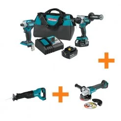 Makita 18V LXT Brushless 2-pc Combo Kit 5.0Ah with bonus 18V LXT Recipro Saw and 18V LXT Brushless Cut-Off/Angle Grinder -Power Tools Sales Store makita power tool combo kits xt288t xrj4zxag 31 1000