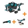 Makita 18V LXT Brushless 2-pc Combo Kit 5.0Ah with bonus 18V LXT Recipro Saw and 18V LXT Brushless Cut-Off/Angle Grinder