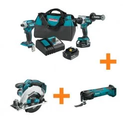 Makita 18V LXT Lithium-ion Brushless 2-pc Combo Kit 5.0Ah with bonus 18V LXT 6-1/2 in. Circular Saw and 18V LXT Multi-Tool -Power Tools Sales Store makita power tool combo kits xt288t xss2zxmt 31 1000