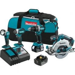 Makita 18V LXT Lithium-Ion Brushless Cordless Combo Kit Hammer Drill/ Impact Driver/ Circular Saw/ Flashlight