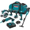 Makita 18V Lithium-Ion Cordless 6-Piece Kit (Drill-Driver/ Impact Driver/ Circular Saw/ Recipro Saw/ Vacuum/ Light) 3.0Ah