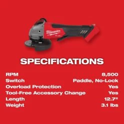 Milwaukee M18 FUEL 18V Lithium-Ion Brushless Cordless 4-1/2 in. ./5 in. Grinder with Paddle Switch with (1) 5.0 Ah Battery -Power Tools Sales Store milwaukee angle grinders 2880 20 48 11 1850 c3 1000