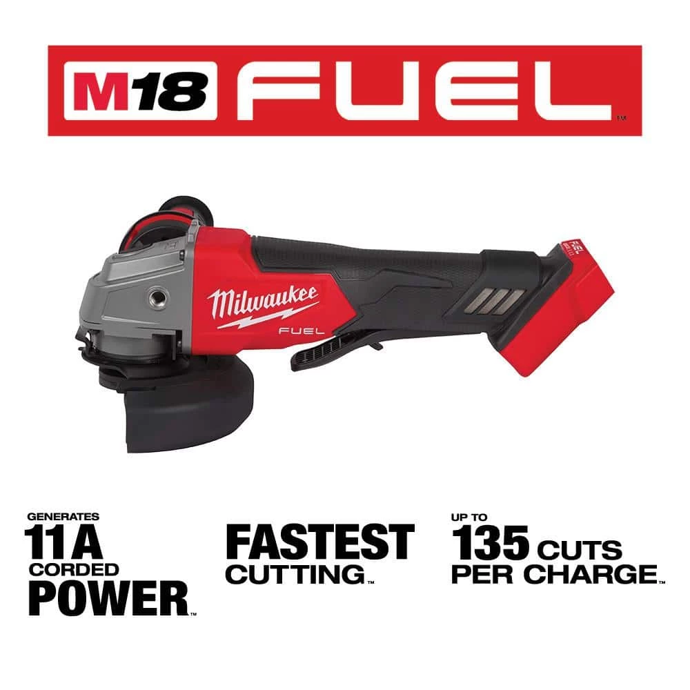 Milwaukee M18 FUEL 18V Lithium-Ion Brushless Cordless 4-1/2 in./5 in. Grinder and Starter Kit w/(1) 5.0 Ah Battery and Charger 4 Milwaukee M18 FUEL 18V Lithium-Ion Brushless Cordless 4-1/2 in./5 in. Grinder and Starter Kit w/(1) 5.0 Ah Battery and Charger - Image 2