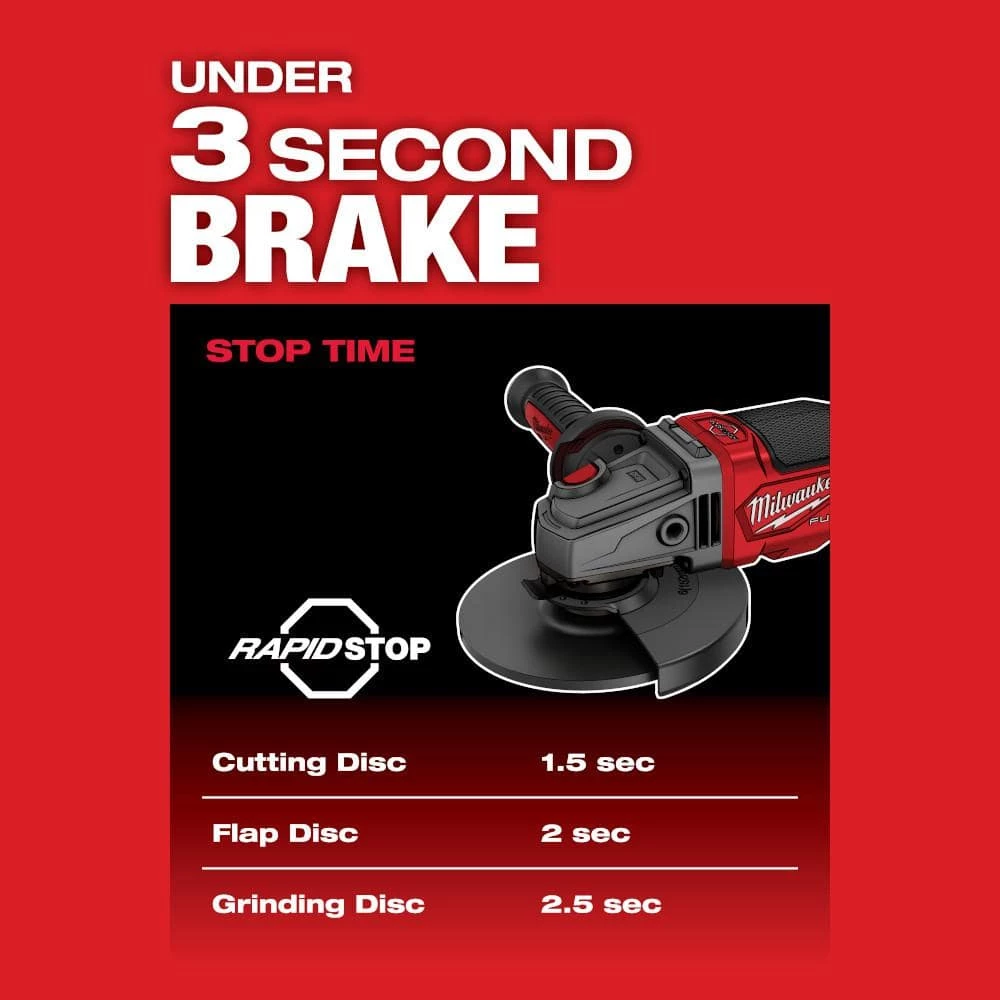 Milwaukee M18 FUEL 18V Lithium-Ion Brushless Cordless 4-1/2 in./6 in. Braking Grinder with Paddle Switch (Tool-Only) 6 Milwaukee M18 FUEL 18V Lithium-Ion Brushless Cordless 4-1/2 in./6 in. Braking Grinder with Paddle Switch (Tool-Only) - Image 4
