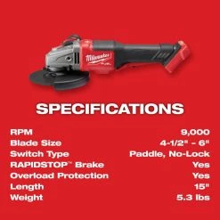 Milwaukee M18 FUEL 18V Lithium-Ion Brushless Cordless 4-1/2 in./6 in. Braking Grinder with Paddle Switch (Tool-Only) 23 Milwaukee M18 FUEL 18V Lithium-Ion Brushless Cordless 4-1/2 in./6 in. Braking Grinder with Paddle Switch (Tool-Only) -Power Tools Sales Store milwaukee angle grinders 2980 20 c3 1000