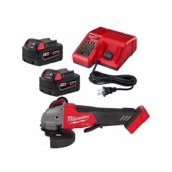 Milwaukee M18 FUEL 18V Lithium-Ion Brushless Cordless 4-1/2 in./5 in. Grinder w/Paddle Switch w/(2) 5.0ah and Charger