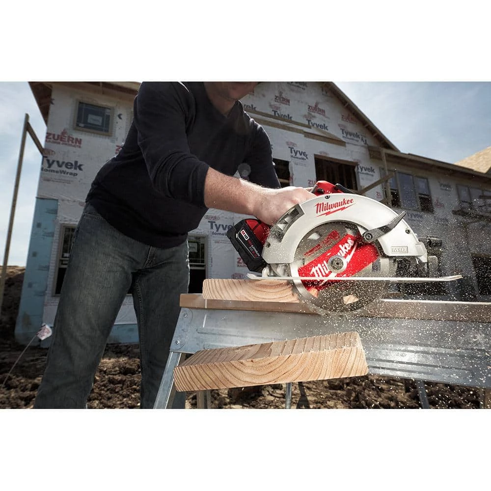 Milwaukee M18 18-Volt Lithium-Ion Brushless Cordless 7-1/4 in. Circular Saw w/(2) 5.0 Ah Batteries & Dual Bay Rapid Charger 10 Milwaukee M18 18-Volt Lithium-Ion Brushless Cordless 7-1/4 in. Circular Saw w/(2) 5.0 Ah Batteries & Dual Bay Rapid Charger - Image 8