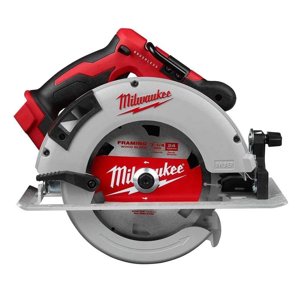 Milwaukee M18 18-Volt Lithium-Ion Brushless Cordless 7-1/4 in. Circular Saw w/(2) 5.0 Ah Batteries & Dual Bay Rapid Charger 4 Milwaukee M18 18-Volt Lithium-Ion Brushless Cordless 7-1/4 in. Circular Saw w/(2) 5.0 Ah Batteries & Dual Bay Rapid Charger - Image 2