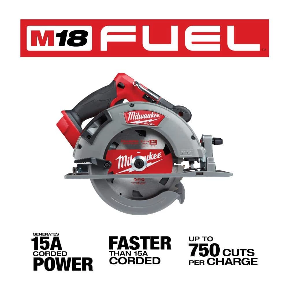 Milwaukee M18 FUEL 18-Volt Lithium-Ion Brushless Cordless 7-1/4 in. Circular Saw Kit with One 6.0Ah Battery, Charger, Case 7 Milwaukee M18 FUEL 18-Volt Lithium-Ion Brushless Cordless 7-1/4 in. Circular Saw Kit with One 6.0Ah Battery, Charger, Case - Image 5