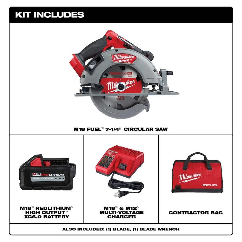 Milwaukee M18 FUEL 18-Volt Lithium-Ion Brushless Cordless 7-1/4 in. Circular Saw Kit with One 6.0Ah Battery, Charger, Case 4 Milwaukee M18 FUEL 18-Volt Lithium-Ion Brushless Cordless 7-1/4 in. Circular Saw Kit with One 6.0Ah Battery, Charger, Case - Image 2