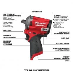 Milwaukee M12 FUEL 12V Lithium-Ion Brushless Cordless 3/8 in. Ratchet and 1/2 in. Impact Wrench with Two 3.0 Ah Batteries -Power Tools Sales Store milwaukee cordless ratchets 2557 20 2555 20 48 11 2412 1d 1000