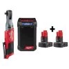 Milwaukee M12 FUEL 12V Lithium-Ion Brushless Cordless 3/8 in. Ratchet and Jobsite Radio with Two 3.0 Ah Batteries