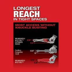 Milwaukee M12 FUEL 12V 3/8 in. Lithium-Ion Brushless Cordless Extended Reach Ratchet (Tool-Only) -Power Tools Sales Store milwaukee cordless ratchets 2560 20 66 1000