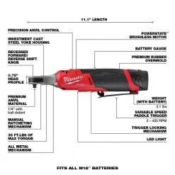 Milwaukee M12 FUEL 12V Cordless High Speed 1/4 in. Ratchet Kit with 3/8 in. Drive SAE and Metric Impact Socket Set (43-Piece) 17 Milwaukee M12 FUEL 12V Cordless High Speed 1/4 in. Ratchet Kit with 3/8 in. Drive SAE and Metric Impact Socket Set (43-Piece) -Power Tools Sales Store milwaukee cordless ratchets 2566 22 49 66 7009 40 1000