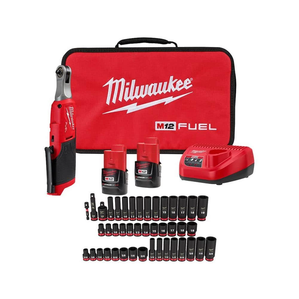 Milwaukee M12 FUEL 12V Cordless High Speed 1/4 in. Ratchet Kit with 3/8 in. Drive SAE and Metric Impact Socket Set (43-Piece) 3 Milwaukee M12 FUEL 12V Cordless High Speed 1/4 in. Ratchet Kit with 3/8 in. Drive SAE and Metric Impact Socket Set (43-Piece)