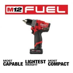 Milwaukee M12 FUEL 12V Lithium-Ion Brushless Cordless 1/2 in. Hammer Drill Kit with 4.0 Ah and 2.0 Ah Battery and Hard Case -Power Tools Sales Store milwaukee hammer drills 2504 22 40 1000