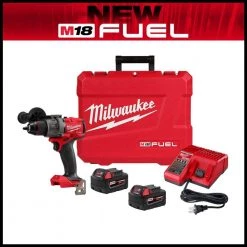 Milwaukee M18 FUEL 18V Lithium-Ion Brushless Cordless 1/2 in. Hammer Drill Driver Kit with Two 5.0 Ah Batteries and Hard Case