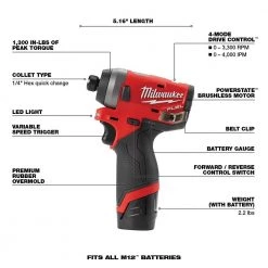 Milwaukee M12 FUEL 12V Lithium-Ion Brushless Cordless 1/4 in. Hex Impact Driver Kit W/ M12 3/8 in. Ratchet 17 Milwaukee M12 FUEL 12V Lithium-Ion Brushless Cordless 1/4 in. Hex Impact Driver Kit W/ M12 3/8 in. Ratchet -Power Tools Sales Store milwaukee impact drivers 2553 22 2457 20 40 1000