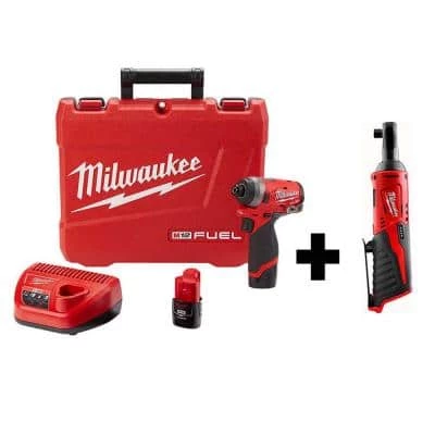 Milwaukee M12 FUEL 12V Lithium-Ion Brushless Cordless 1/4 in. Hex Impact Driver Kit W/ M12 3/8 in. Ratchet 3 Milwaukee M12 FUEL 12V Lithium-Ion Brushless Cordless 1/4 in. Hex Impact Driver Kit W/ M12 3/8 in. Ratchet