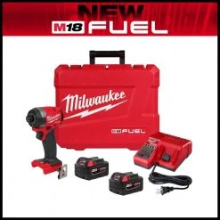 Milwaukee M18 FUEL 18V Lithium-Ion Brushless Cordless 1/4 in. Hex Impact Driver Kit with Two 5.0Ah Batteries Charger Hard Case